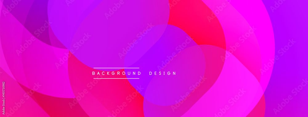 Poster Abstract vibrant overlapping circles create dynamic colorful background. Modern design features gradients, pinks, purples, magenta hues.