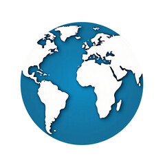 Blue Globe Earth Map, Transparent Background