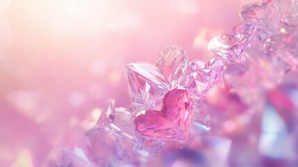 Crystal Heart - Pink and Clear Gemstone Hearts