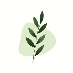 Fototapeta premium Simple Green Leaf Branch Botanical Art on Light Background