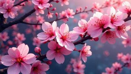 Intricate repeating sakura motif, full bloom, vibrant hues , floral background, full bloom