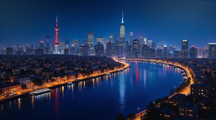 Obraz premium Urban Glow: The Illuminated Metropolis