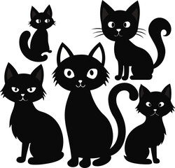 Set of cats silhouettes