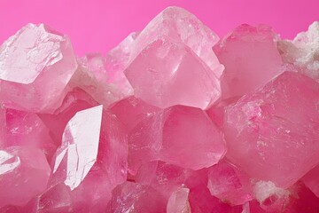 Fototapeta premium Close-up view of numerous clustered pink crystals.