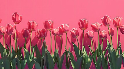 Pink Tulip Flowers on Pink Background