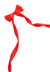 red ribbon bow isolated on white background