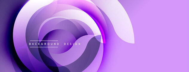 Abstract purple design features swirling layers, dynamic curves. Modern background with gradient effect, smooth transitions.