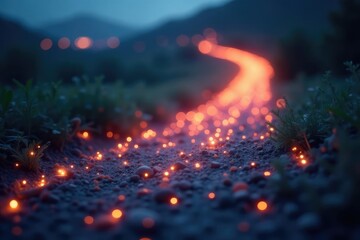 Subtle bokeh lights, dreamy out-of-focus landscape, delicate, tranquil, nature