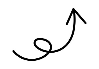 Icono negro de flecha con curva hacia arriba de trazo de pincel