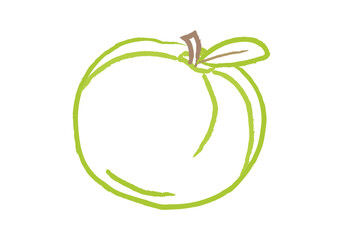 Dibujo de manzana con hoja hecho de trazo de pincel