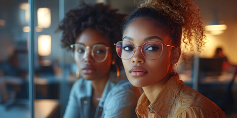 Stylish Women Wearing Glasses, Realistic Photo Image