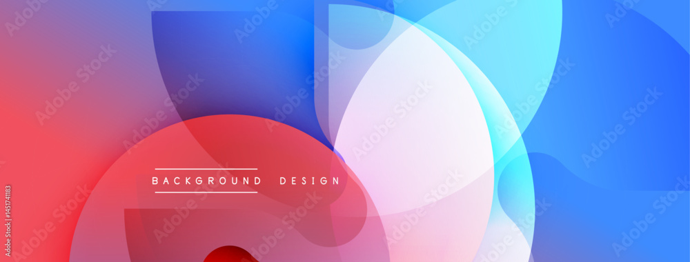 Aufkleber Abstract colorful background. Overlapping circles create dynamic visual effect. Red, blue, white hues dominate composition. Modern design element.