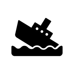 Obraz premium very simple flat and single minimalist Sinking Ship Silhouettes in black on a white background 