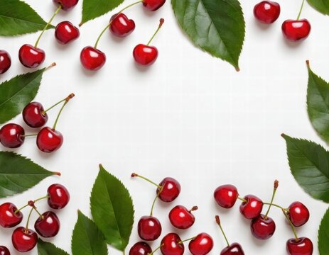 cherries and leaves