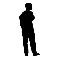 Silhouette of a boy isolated on transparent background