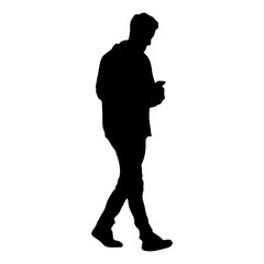 Silhouette of a man walking isolated on transparent background