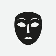  very simple flat and single minimalist Face Mask Silhouettes in black on a white background 