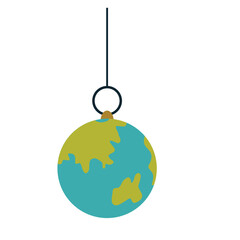 Flat vector illustration of a globe hanging from a string, representing the Earth, ideal for educational themes, geography content, school visuals, or classroom decoration designs.