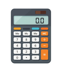 Gray Calculator with Orange Buttons, Transparent Background