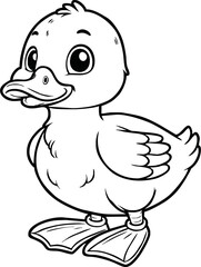 Cute duck vector illustration for children colouring page