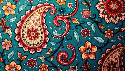 Classic paisley print, muted color palette, soft focus , vintage, motif