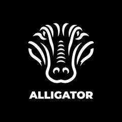Alligator Silhouette Vector Logo Illustration of Dangerous Reptile Wild Animal Predator with Black Monochrome Icon Isolated for Creative Poster T-Shirt Sticker Branding Wildlife Badge Graphic