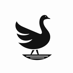 Obraz premium very simple flat and single minimalist Goose Silhouettes in black on a white background