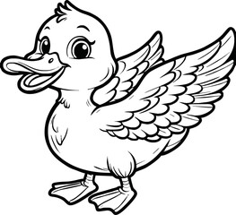 Cute duck vector illustration for children colouring page