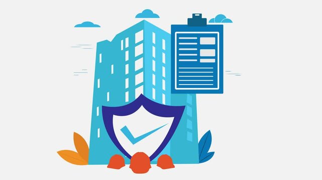 Create your building and concern  protection permit paper, make building safety concept 2d  animation video