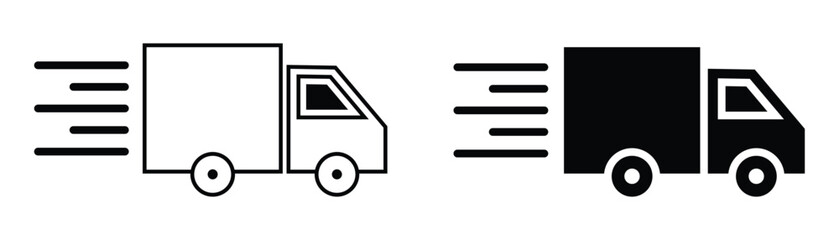 Truck icon set. Trendy flat style or outline truck vector icons for web graphic design. Simple illustration of truck pickup sign symbol on white background. Vector image.