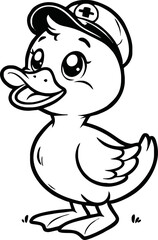 Cute duck vector illustration for children colouring page