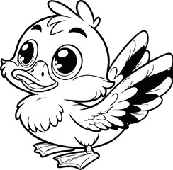 Cute duck vector illustration for children colouring page