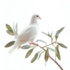 Obraz premium White Dove on Olive Branch Purity and Peace
