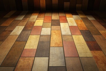 Colorful wooden floor tiles