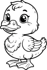 Cute duck vector illustration for children colouring page