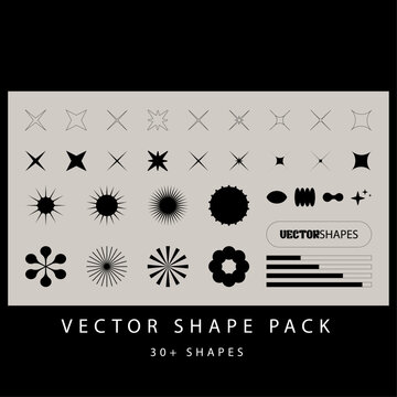Minimalist Star and Burst Vector Shape Pack - 30+ Design Elements