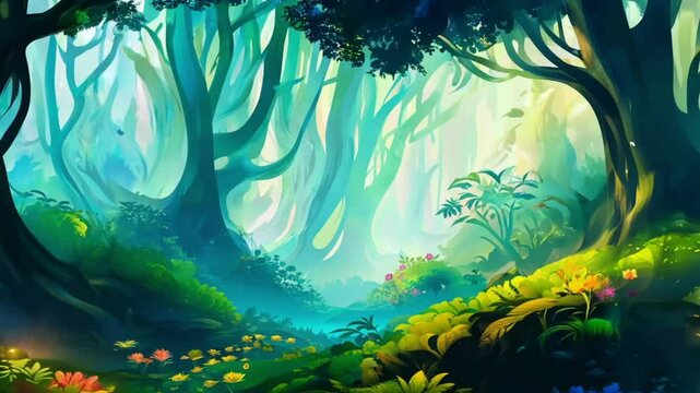 Beautiful landscape of tropical rainforest in fantasy style