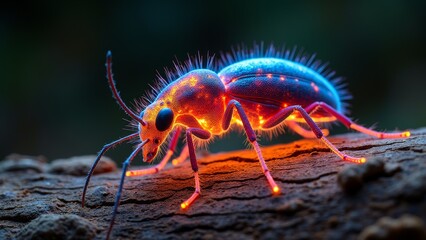 Close up photograph of luminescent insects