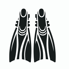 Fototapeta premium very simple flat and single minimalist Scubadiving Fins Silhouettes in black on a white background