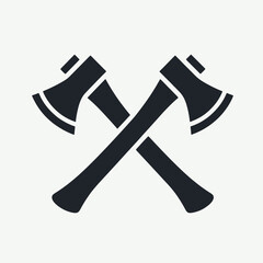  very simple flat and single minimalist Two Crossed Axes Silhouettes in black on a white background 
