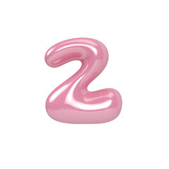 3D Number 2 Font Pink