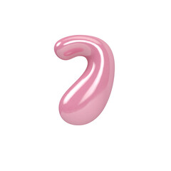 3D Number 7 Font Pink