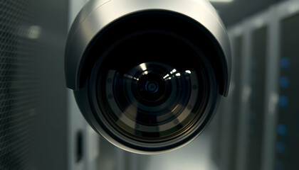 Close Up Security Camera In Server Room