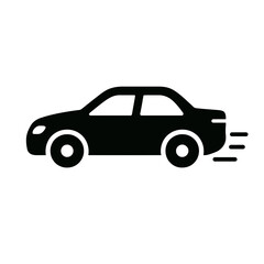 Fototapeta premium very simple flat and single minimalist Moving Car Silhouettes in black on a white background 