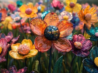 A Symphony of Colors, Close-Up of a Vibrant and Uniquely Shaped Flower Field, Showcasing the Beauty and Diversity of Floral Art