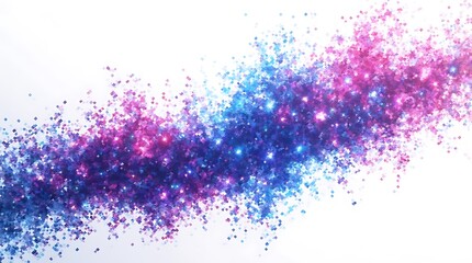 Obraz premium Glittering Stream of Squares in Blue and Pink on White Background
