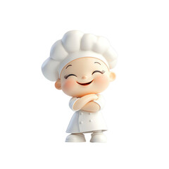 Obraz premium Happy 3D Rendered Cartoon Chef Character with Arms Crossed