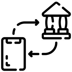 smartphone banking vector outline icon