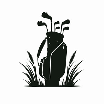 recommend clip art:  very simple flat and single minimalist Golf Equipment Bag Silhouettes in black on a white background