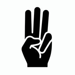 Obraz premium very simple flat and single minimalist Three Fingers Silhouettes in black on a white background 